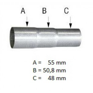 Universal exhaust repair pipe Ø 48 - 50,8 - 55 mm
